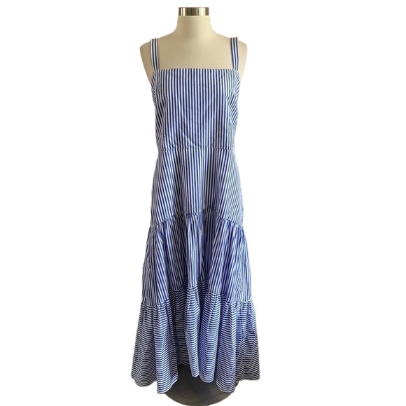 Banana Republic Poplin Tiered Maxi Dress size 14 Poplin Cotton High-low design - Picture 14 of 15